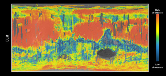 Dust distribution on Mars