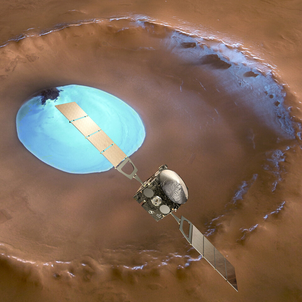 Mars Express über der Mars-Oberfläche