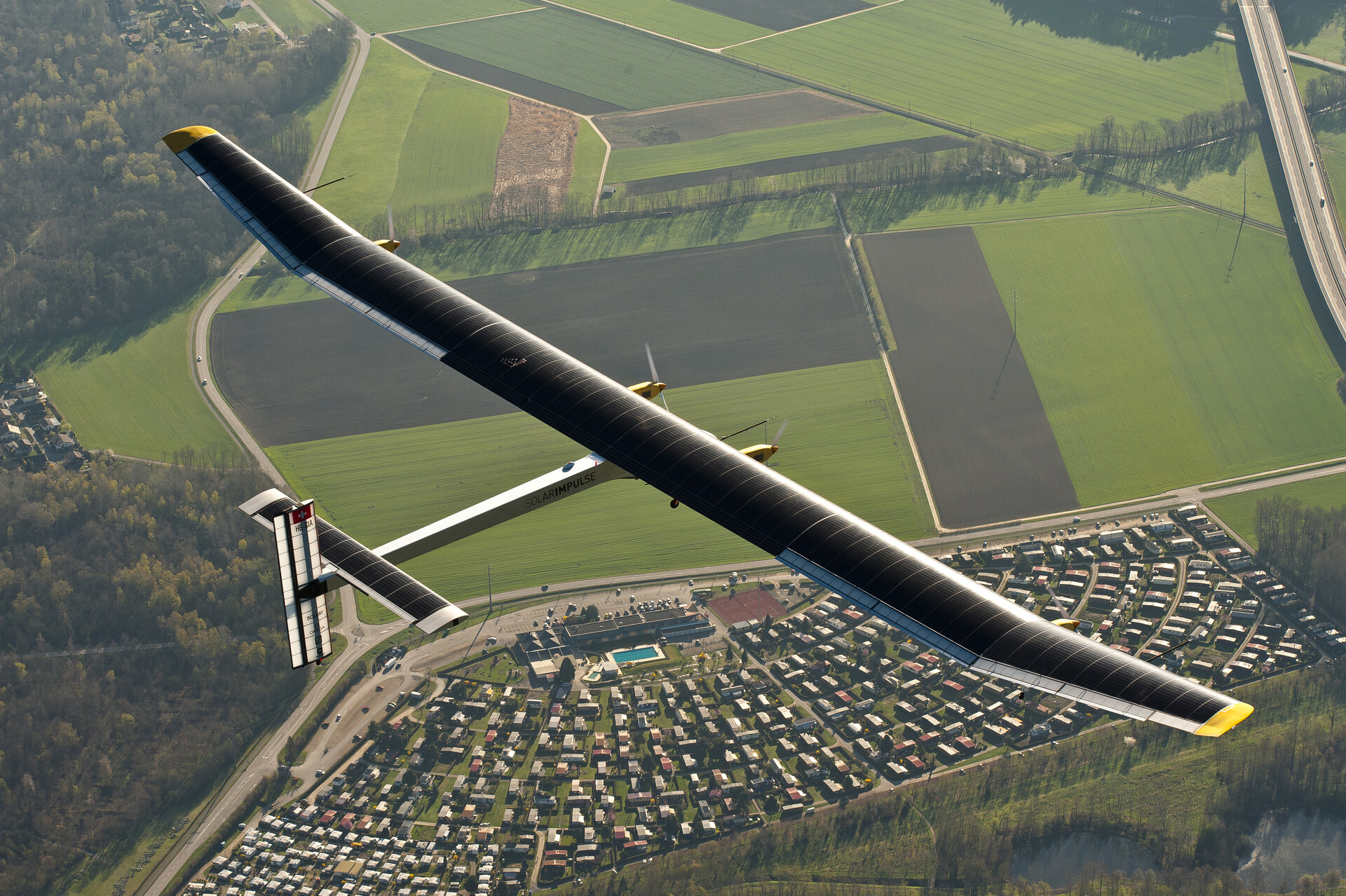Solar Impulse flying over Switzerland, 2011