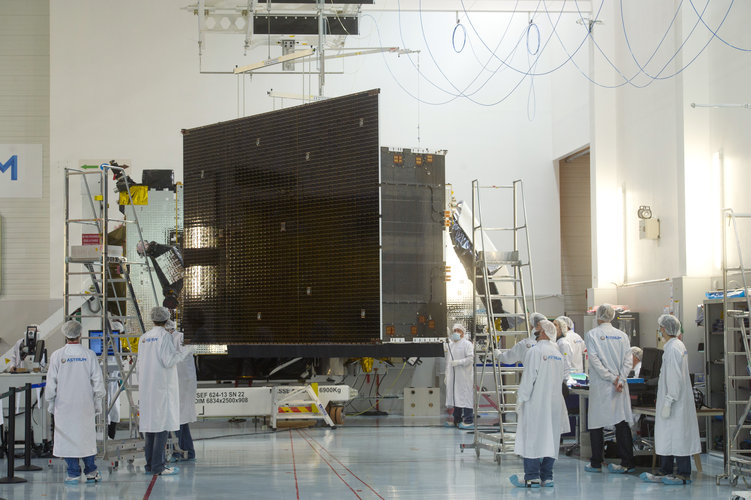 Alphasat solar array installation