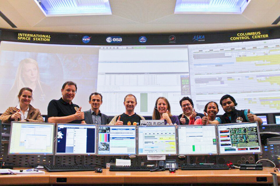 Columbus Control Centre team after sucessful launch