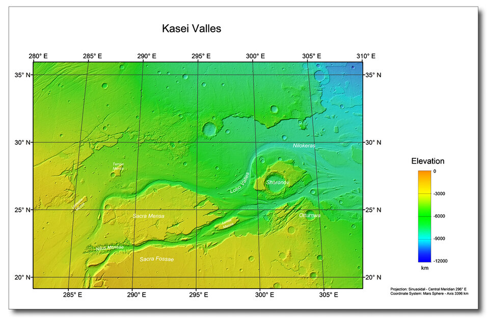 Topografie Kasei Valles