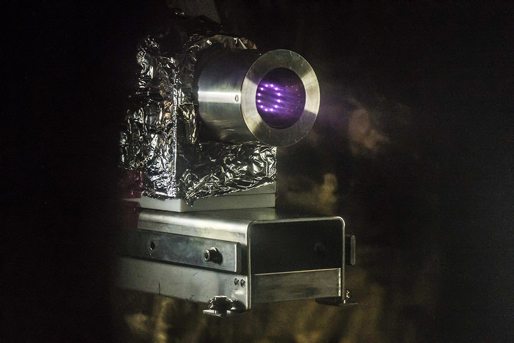 MiniRIT thruster being tested