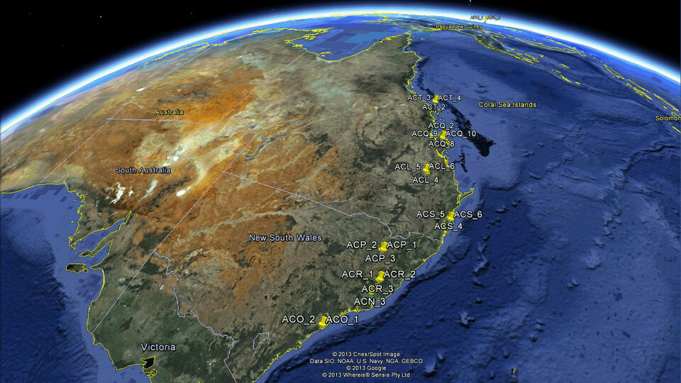 Detectando aeronaves a lo largo de la costa este de Australia