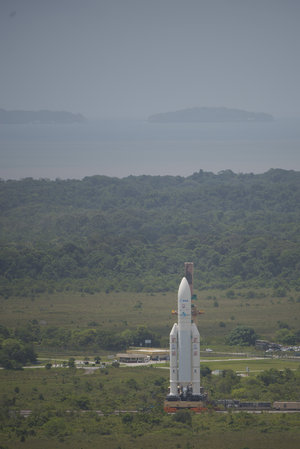 Ariane 5 VA 213 during transfer from BAF to the launch pad