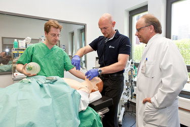 Alexander Gerst practising intubation