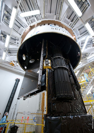 Alphasat encased by rocket fairing