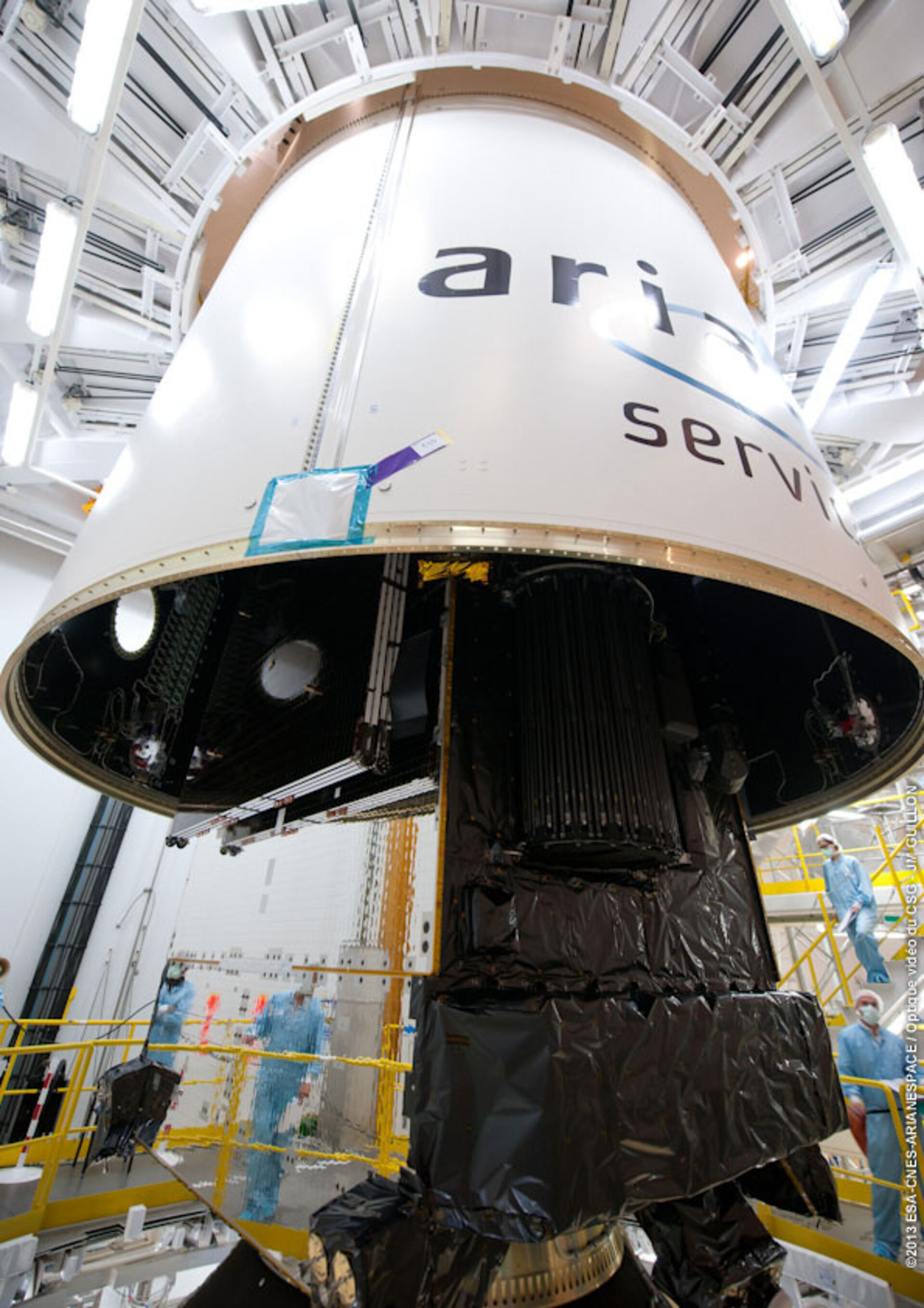 Alphasat encased by rocket fairing