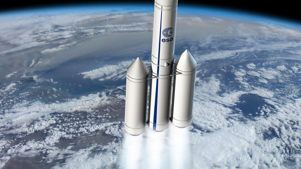 Künstlerische Darstellung der geplanten Ariane-6 