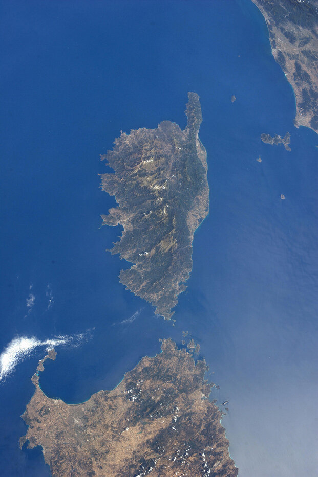 La Corse photographiée par Luca Parmitano, astronaute de l'ESA, depuis la Station spatiale internationale.