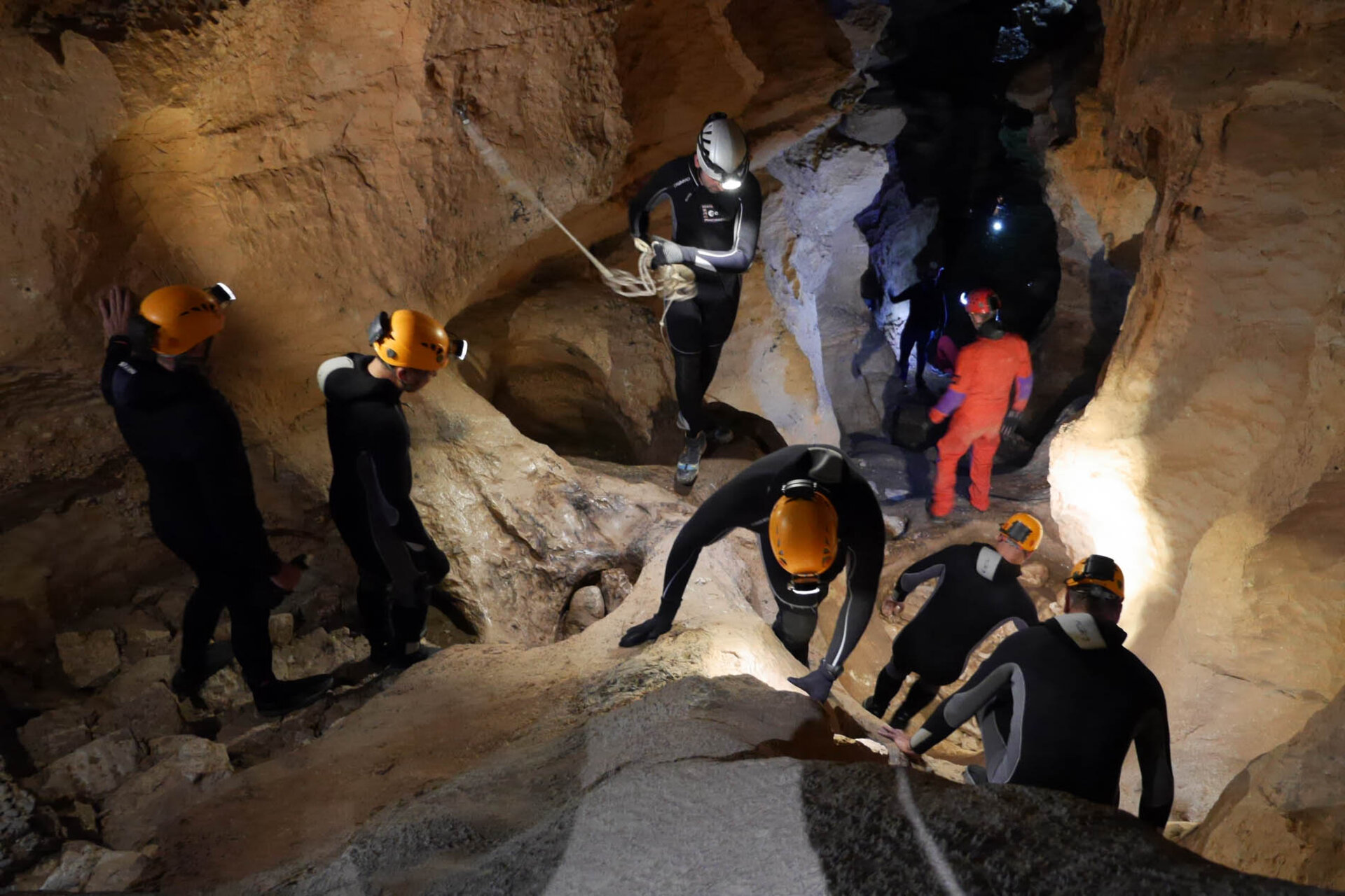 Astronauts descend underground