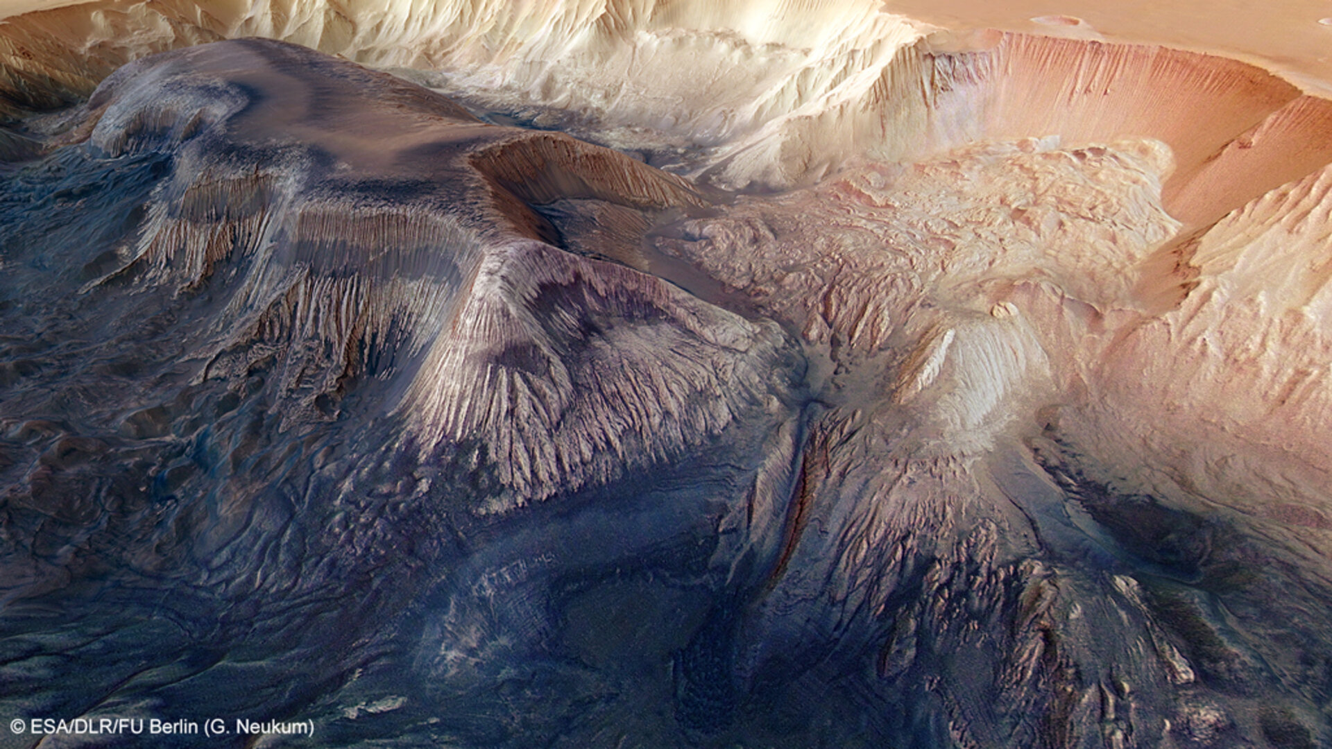 Landslides and rock layers inside Hebes Chasma