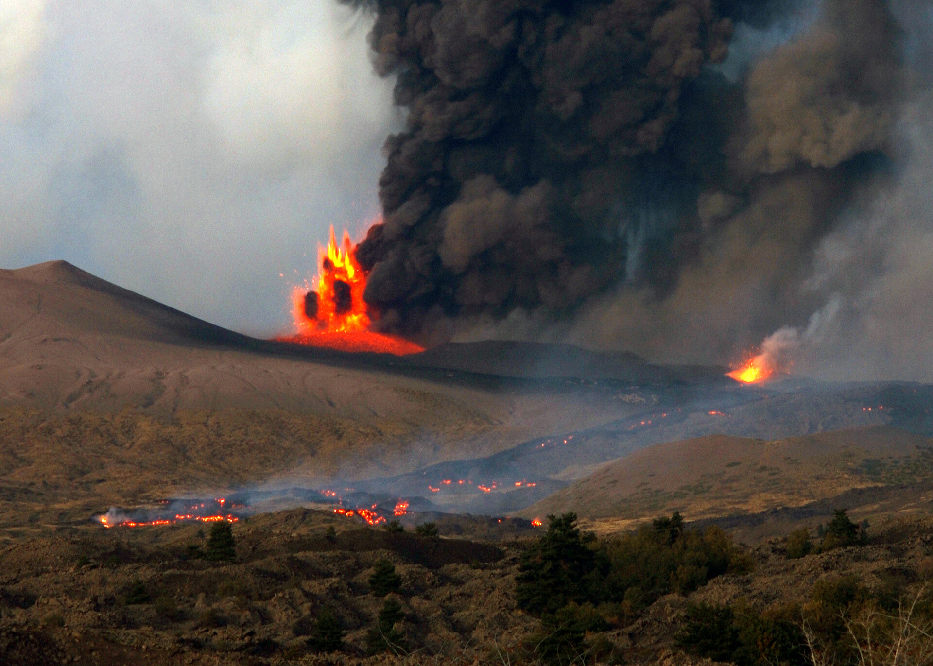 Mount Etna erupting