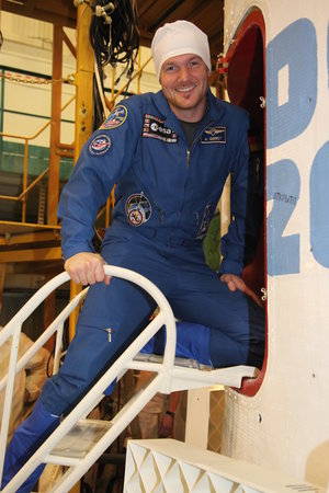 Alexander Gerst in the Integration Facility at the Baikonur Cosmodrome