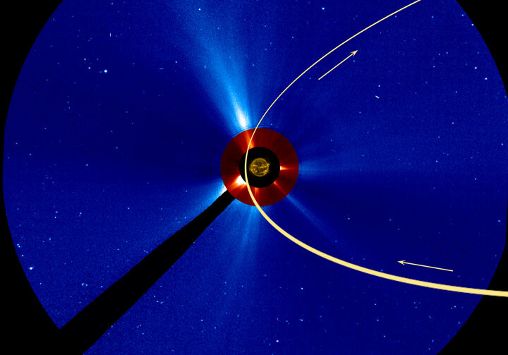 Der Komet ISON auf seinem Orbit um die Sonne