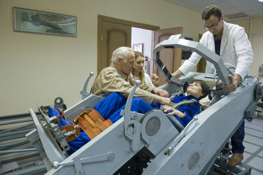 Samantha Cristoforetti ready for a centrifuge training session