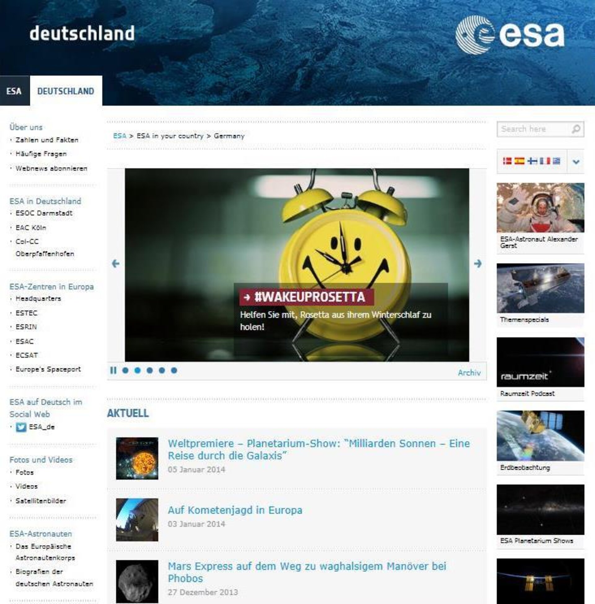 Screenshot der Startseite - Deutschland