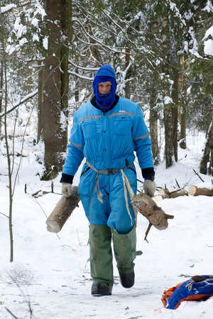 Andreas collecting fire wood