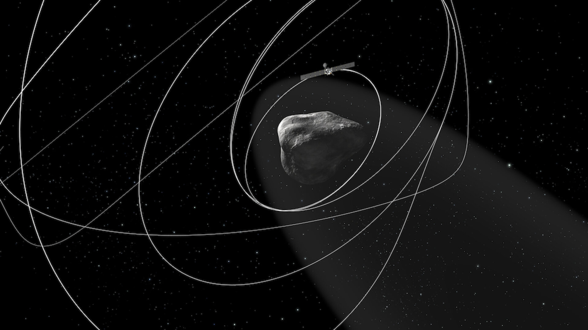 Rosetta orbiting the comet