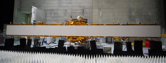 Sentinel-1A satellite during radio frequency tests