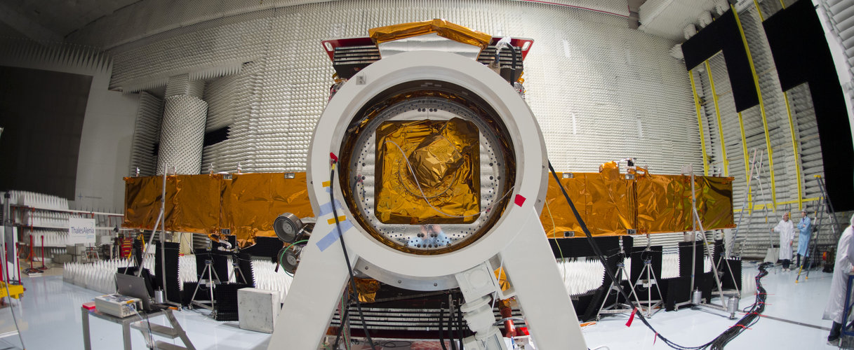 Sentinel-1A satellite during radio frequency tests