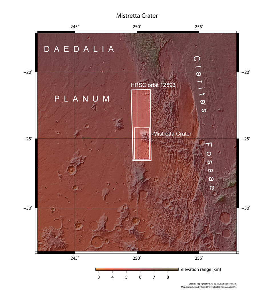 El entorno de Daedalia Planum y el cráter Mistretta