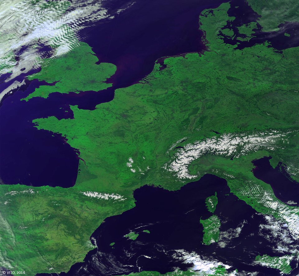 Een opname van Europa door de 'made in Belgium' satelliet Proba-V