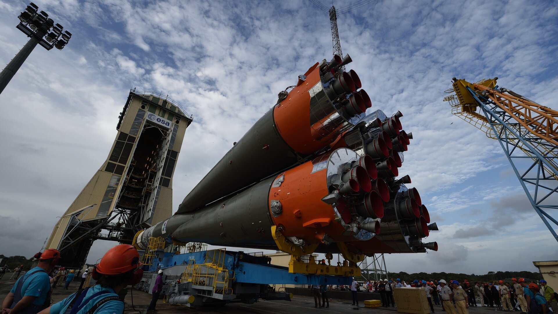 Traslado del Soyuz a la plataforma de lanzamiento