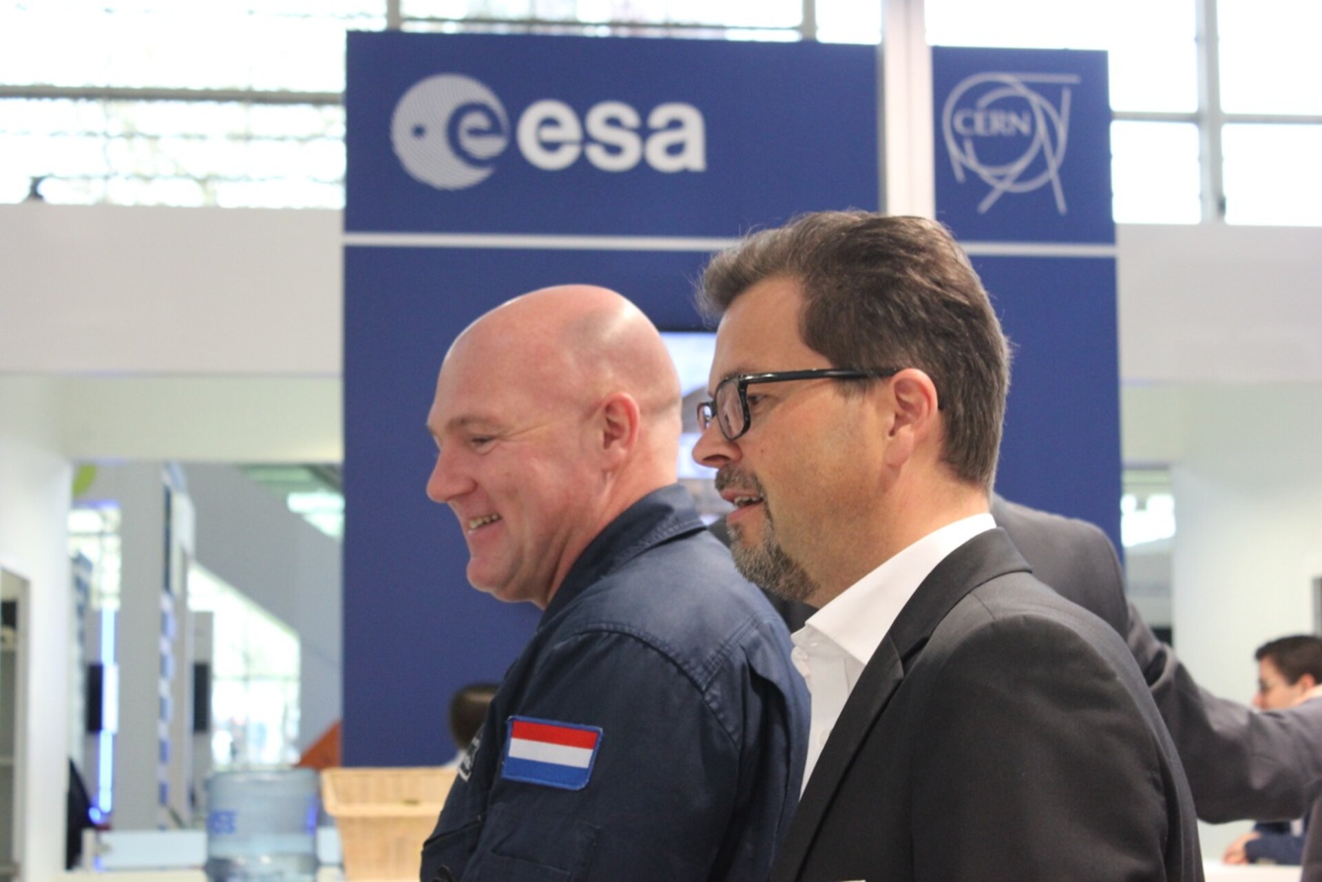 ESA astronaut André Kuipers at ESA-CERN stand