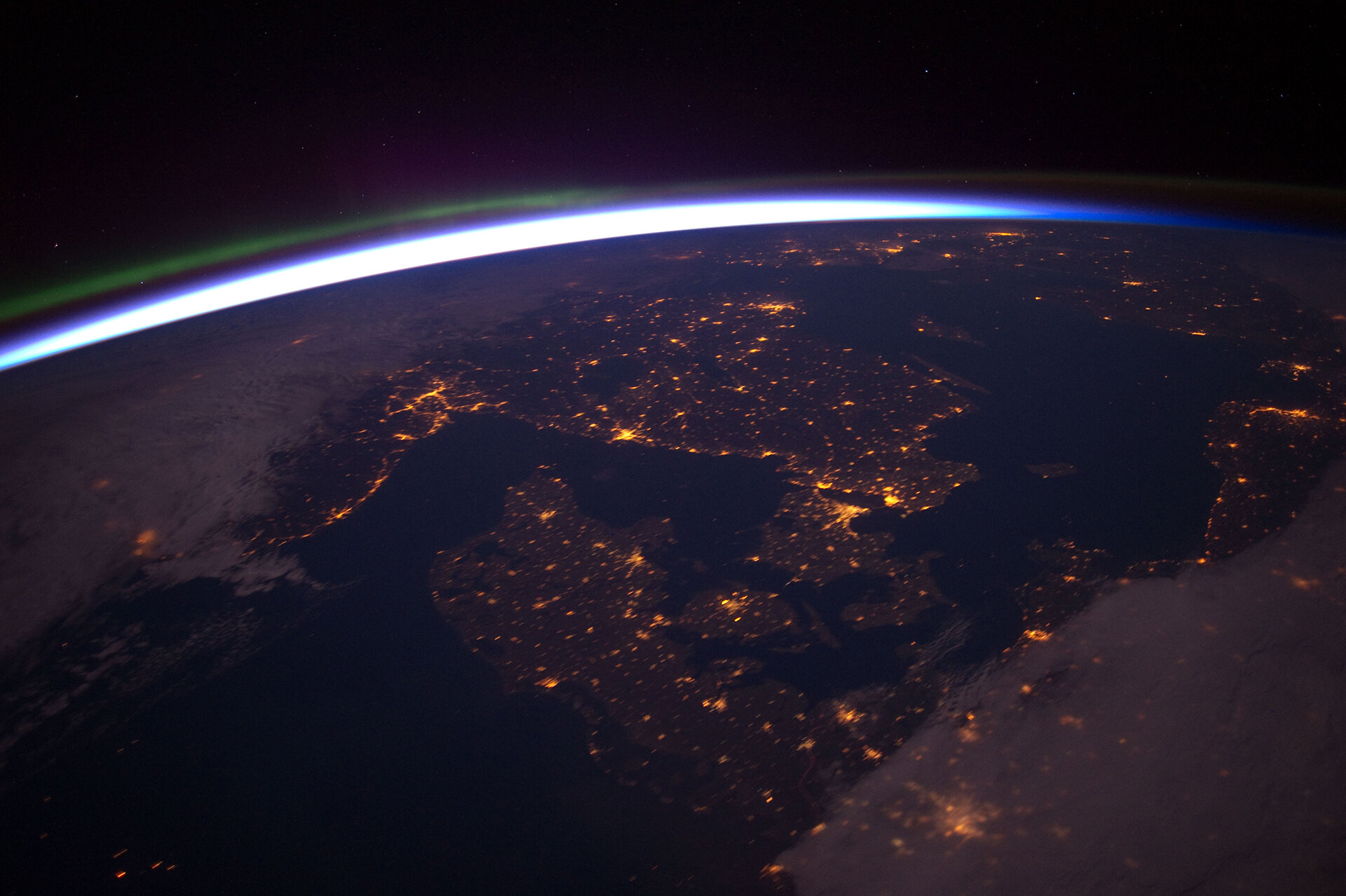 Northern Europe at night