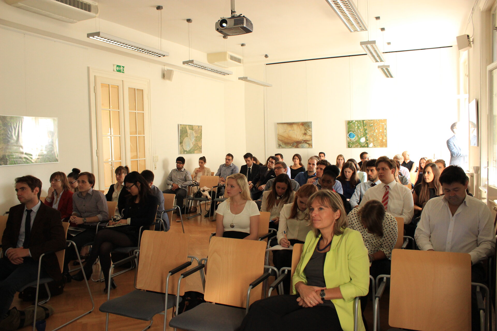 Professor Marboe and the students listening intently