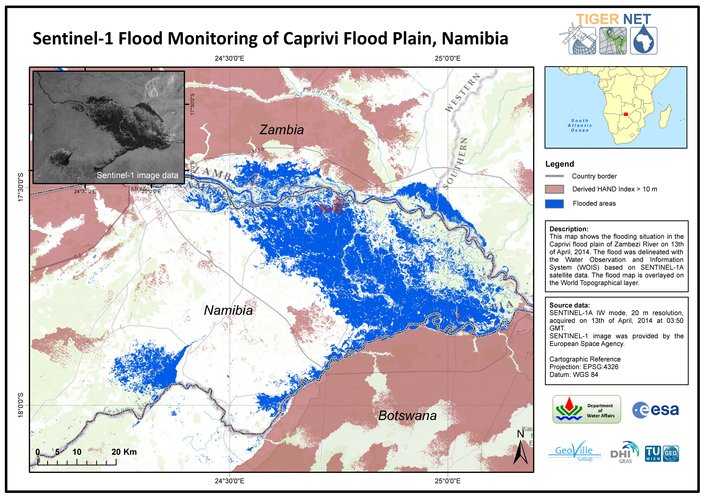 Namibia flood mapped by Sentinel-1A