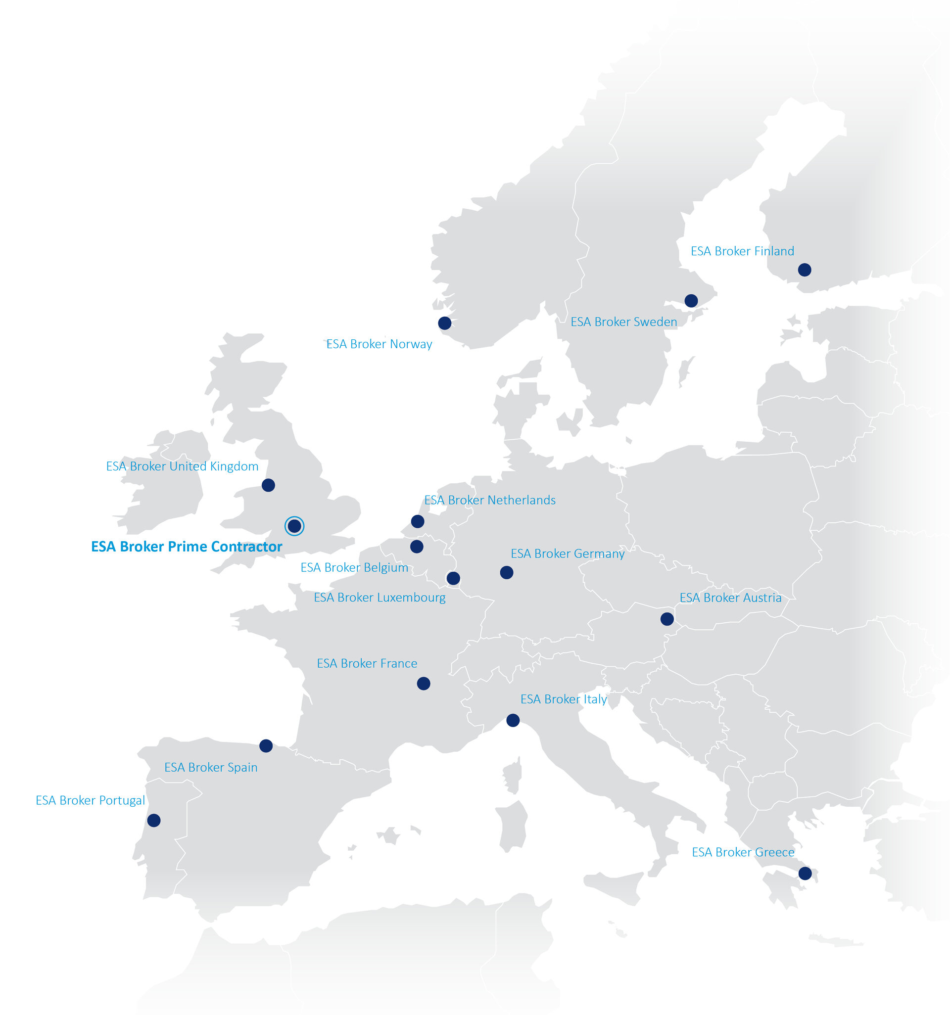 Map of ESA Technology Transfer Network brokers - June 2014 