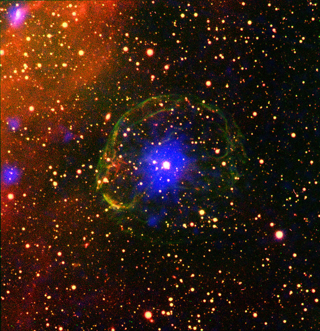 Pulsar encased in supernova bubble