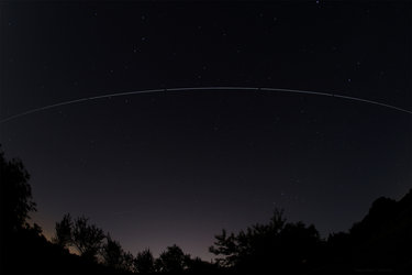 International Space Station orbiting high above Darmstadt, Germany, on 6–7 June