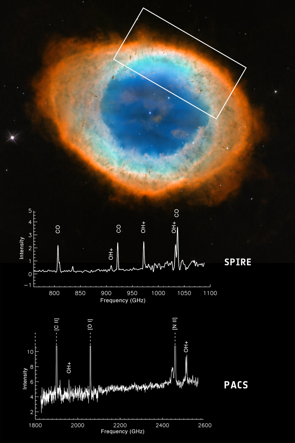 Molécula formadora de agua en la Nebulosa del Anillo