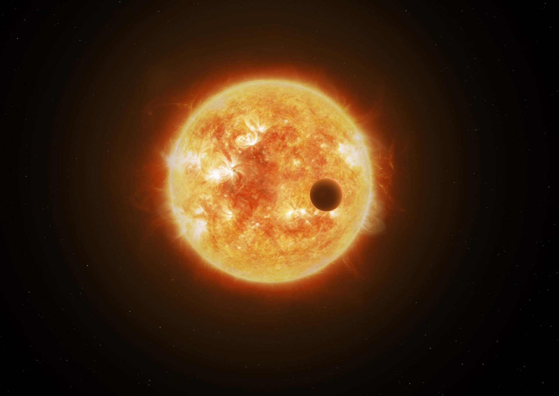 Artist's impression of planet transiting a star