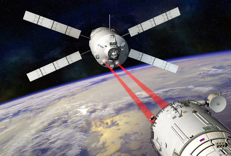 Artist's impression showing ATV-5 docking with ISS 