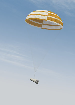 Artist's view of IXV deploying a parachute to slow its descent 