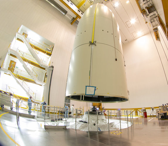 ATV-5 encased by rocket fairing