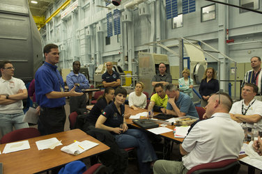 Expeditions 41/42 and 42/43 crew members during training at JSC