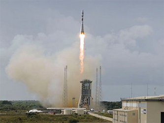 Mit einer Sojus-Rakete wurden am 14.07.2014 vier O3b-Satelliten gestartet.