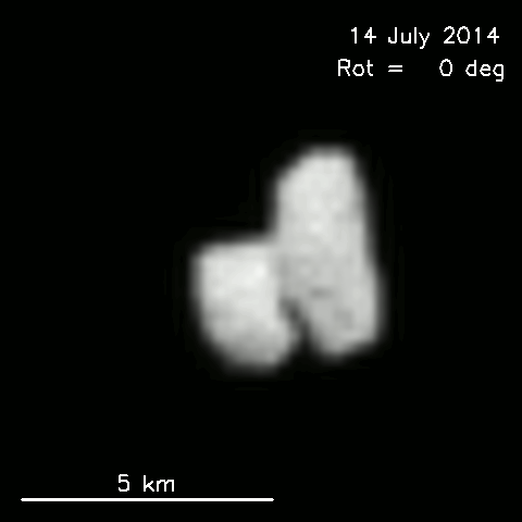 Obracająca się kometa 67P sfotografowana 14 lipca 2014