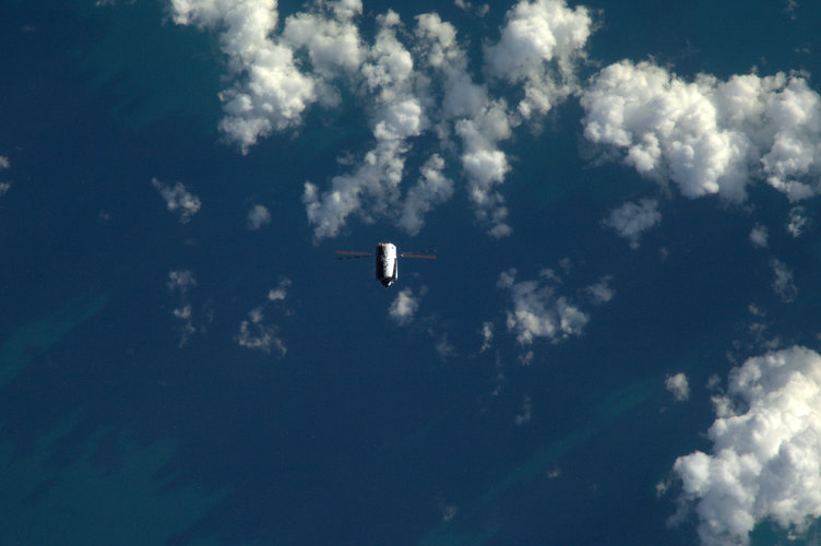 ATV-5 passes under ISS