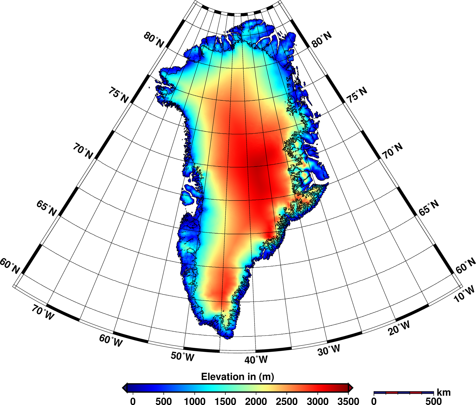 Greenland ice-sheet height