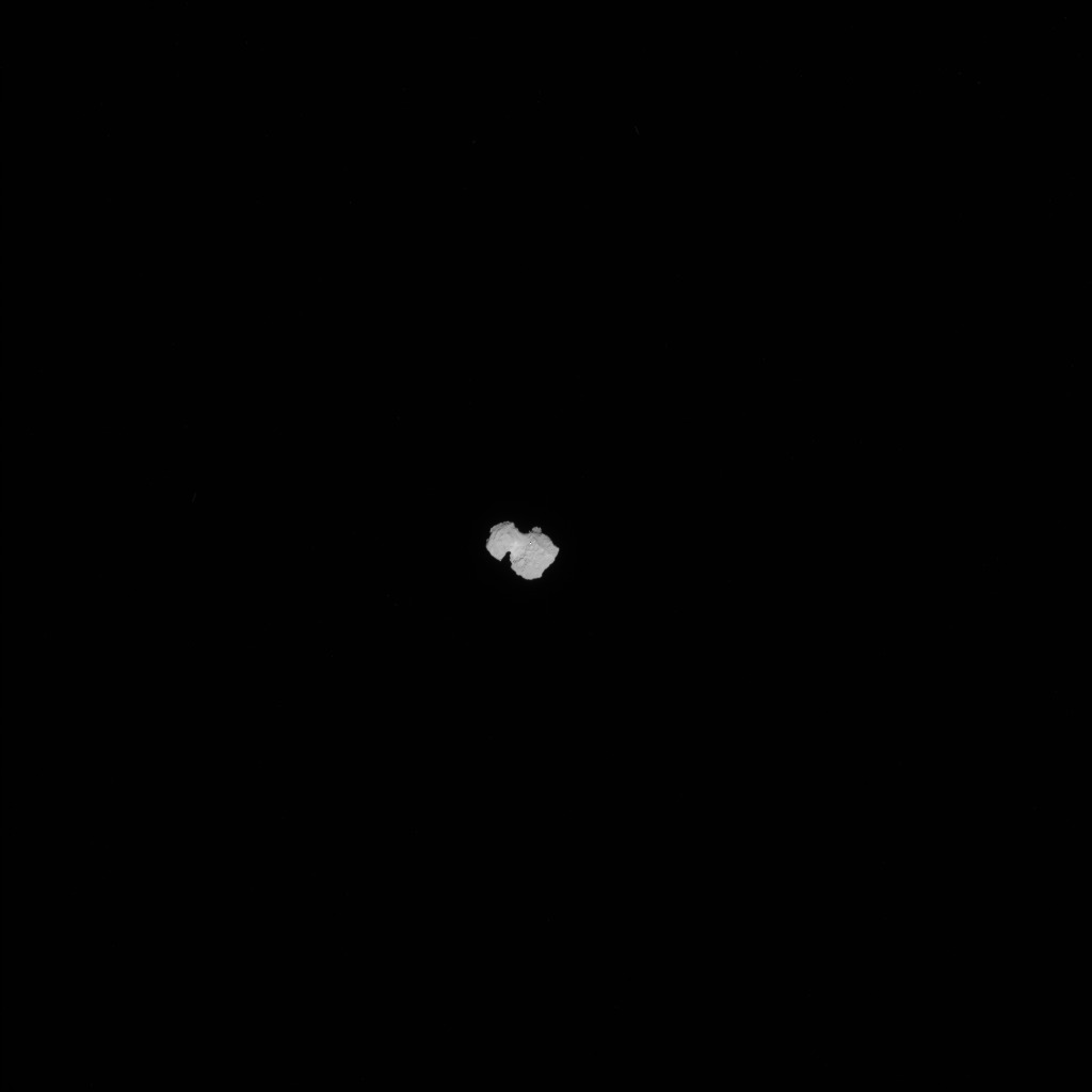 Animação mostrando a aproximação da sonda Rosetta ao Cometa 67P/Churyumov–Gerasimenko