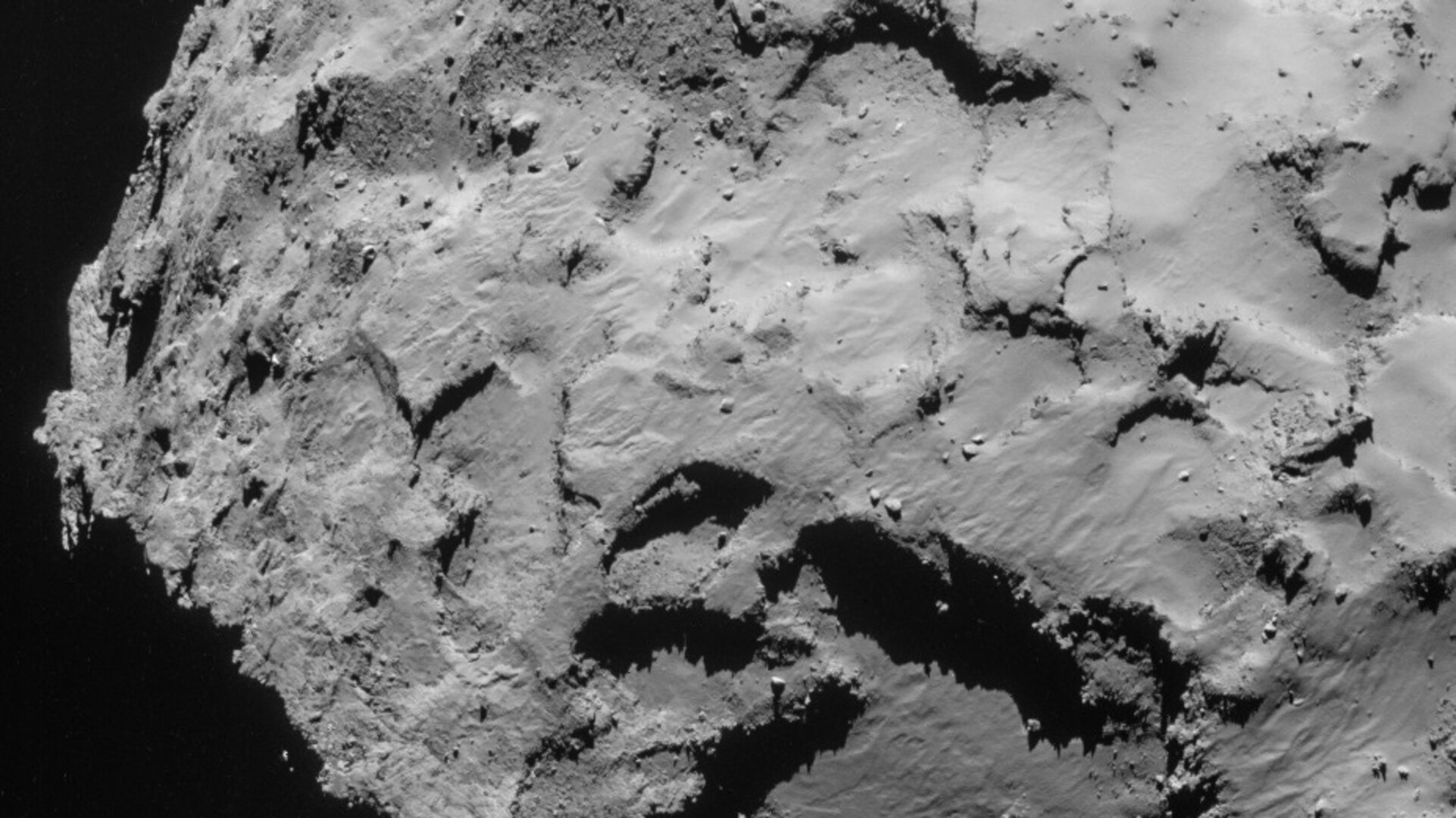 Sítio J de aterragem através da NavCam da Rosetta