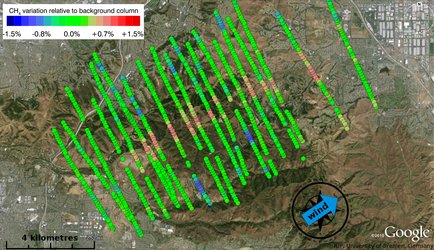 Methane plume from landfill