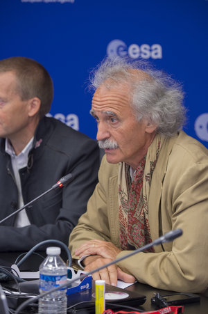 Prof. Bibring during the announcement of the selected Rosetta landing site