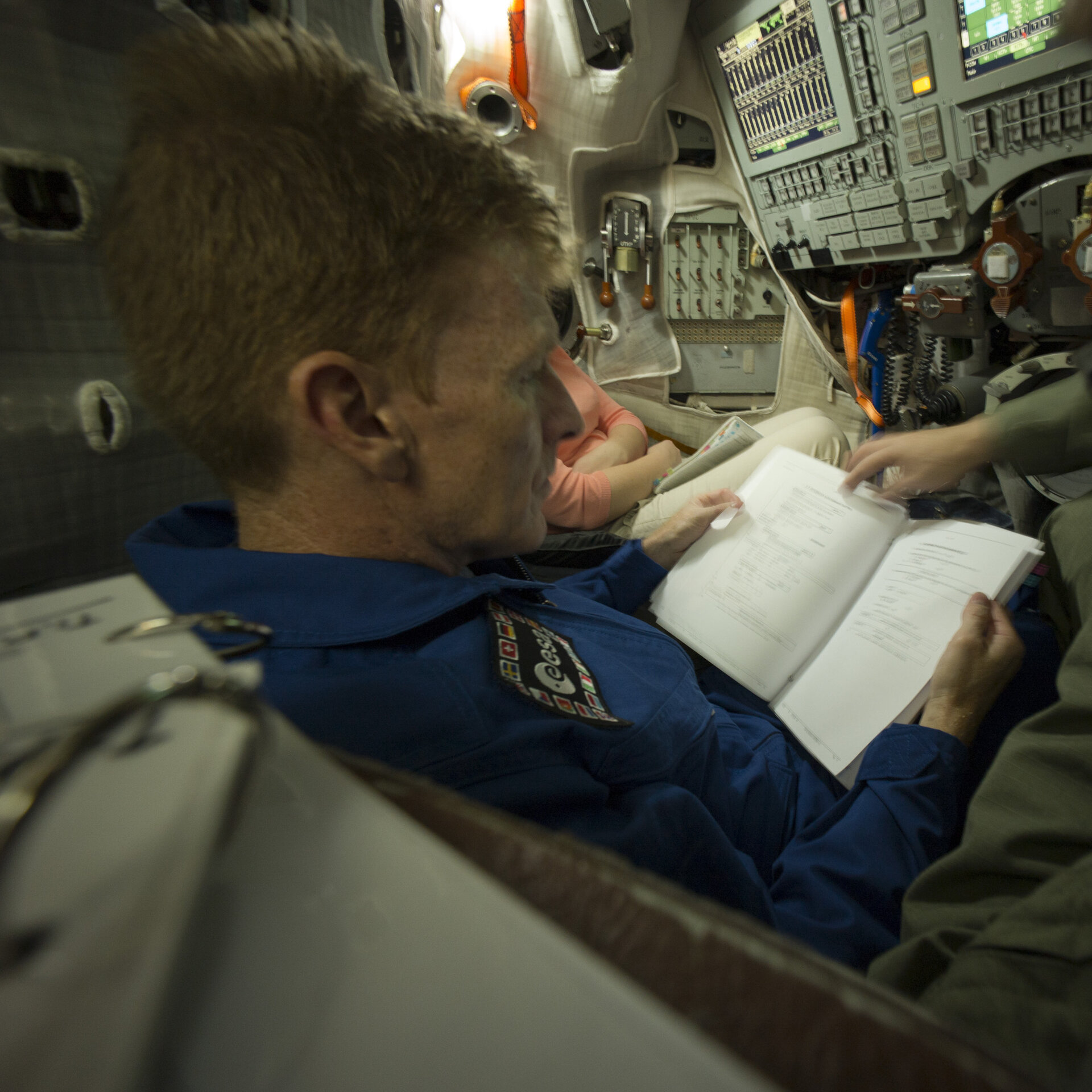 Timothy during training in the Soyuz TMA simulator